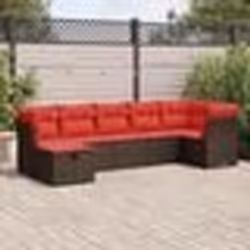 vidaXL Salon de jardin avec coussins 7 pcs marron résine tressée