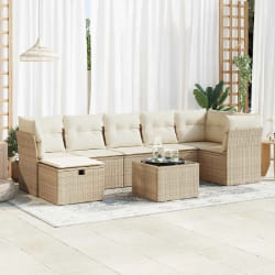 vidaXL Salon de jardin avec coussins 8 pcs beige résine tressée