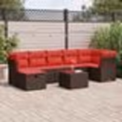 vidaXL Salon de jardin 8 pcs avec coussins marron résine tressée