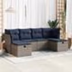 vidaXL Salon de jardin 6 pcs avec coussins gris résine tressée