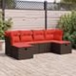 vidaXL Salon de jardin avec coussins 6 pcs marron résine tressée