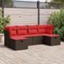 vidaXL Salon de jardin avec coussins 6 pcs marron résine tressée