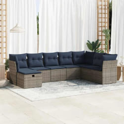 vidaXL Salon de jardin 8 pcs avec coussins gris résine tressée