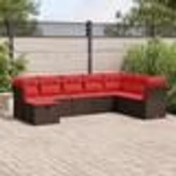 vidaXL Salon de jardin 8 pcs avec coussins marron résine tressée