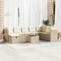 vidaXL Salon de jardin avec coussins 9 pcs beige résine tressée
