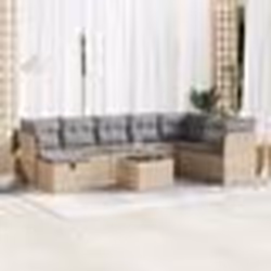 vidaXL Salon de jardin avec coussins 9 pcs beige résine tressée