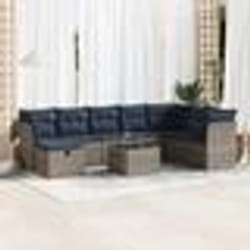 vidaXL Salon de jardin 9 pcs avec coussins gris résine tressée