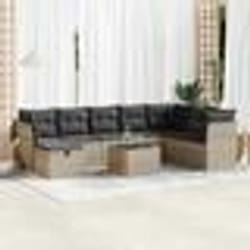 vidaXL Salon de jardin 9 pcs avec coussins gris clair résine tressée