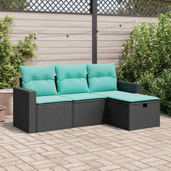 Salon De Jardin 4 Pcs Avec Coussins Noir Résine Tressée Vidaxl
