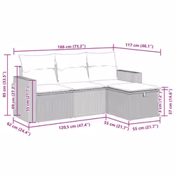 Salon De Jardin 4 Pcs Avec Coussins Noir Résine Tressée Vidaxl - Vue supplémentaire 2