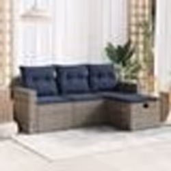 vidaXL Salon de jardin 4 pcs avec coussins gris résine tressée
