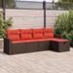 vidaXL Salon de jardin avec coussins 5 pcs marron résine tressée
