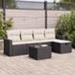 vidaXL Salon de jardin 6 pcs avec coussins noir résine tressée