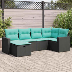 Salon De Jardin 6 Pcs Avec Coussins Noir Résine Tressée Vidaxl