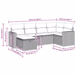 Salon De Jardin 6 Pcs Avec Coussins Noir Résine Tressée Vidaxl - Vue supplémentaire 2