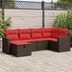 vidaXL Salon de jardin avec coussins 6 pcs marron résine tressée