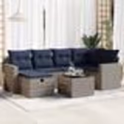 vidaXL Salon de jardin avec coussins 7 pcs gris résine tressée