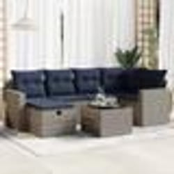 vidaXL Salon de jardin avec coussins 7 pcs gris résine tressée