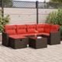 vidaXL Salon de jardin avec coussins 7 pcs marron résine tressée