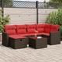 vidaXL Salon de jardin avec coussins 7 pcs marron résine tressée