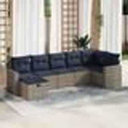 vidaXL Salon de jardin avec coussins 7 pcs gris résine tressée