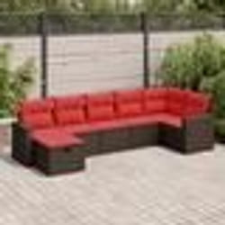 vidaXL Salon de jardin avec coussins 7 pcs marron résine tressée