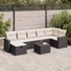 vidaXL Salon de jardin 8 pcs avec coussins noir résine tressée