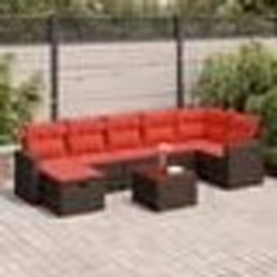 vidaXL Salon de jardin 8 pcs avec coussins marron résine tressée