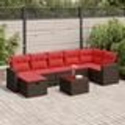 vidaXL Salon de jardin 8 pcs avec coussins marron résine tressée