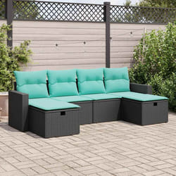 Salon De Jardin 6 Pcs Avec Coussins Noir Résine Tressée Vidaxl