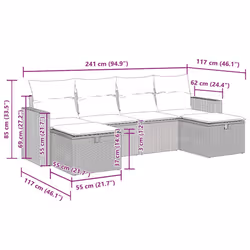 Salon De Jardin 6 Pcs Avec Coussins Noir Résine Tressée Vidaxl - Vue supplémentaire 2