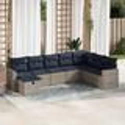 vidaXL Salon de jardin 8 pcs avec coussins gris résine tressée