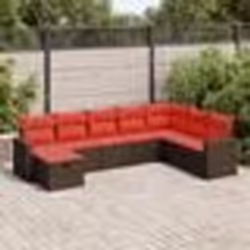 vidaXL Salon de jardin 8 pcs avec coussins marron résine tressée
