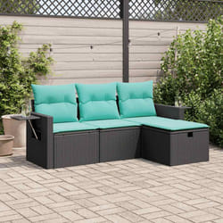 Salon De Jardin 4 Pcs Avec Coussins Noir Résine Tressée Vidaxl