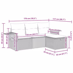 Salon De Jardin 4 Pcs Avec Coussins Noir Résine Tressée Vidaxl - Vue supplémentaire 2