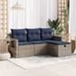 vidaXL Salon de jardin 4 pcs avec coussins gris résine tressée