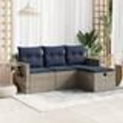 vidaXL Salon de jardin 4 pcs avec coussins gris résine tressée