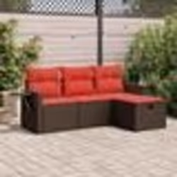 vidaXL Salon de jardin 4 pcs avec coussins marron résine tressée