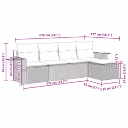 Salon De Jardin 5 Pcs Avec Coussins Noir Résine Tressée Vidaxl - Vue supplémentaire 2