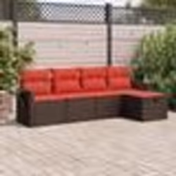 vidaXL Salon de jardin avec coussins 5 pcs marron résine tressée