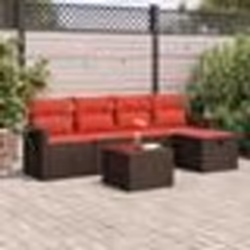 vidaXL Salon de jardin avec coussins 6 pcs marron résine tressée