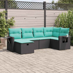 Salon De Jardin 6 Pcs Avec Coussins Noir Résine Tressée Vidaxl