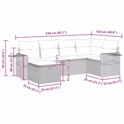 Salon De Jardin 6 Pcs Avec Coussins Noir Résine Tressée Vidaxl - Vue supplémentaire 2