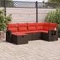 vidaXL Salon de jardin avec coussins 6 pcs marron résine tressée