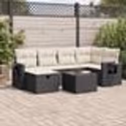vidaXL Salon de jardin 7 pcs avec coussins noir résine tressée