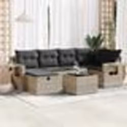 vidaXL Salon de jardin avec coussins 7 pcs gris clair résine tressée