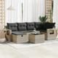 vidaXL Salon de jardin avec coussins 7 pcs gris clair résine tressée