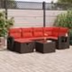 vidaXL Salon de jardin avec coussins 7 pcs marron résine tressée