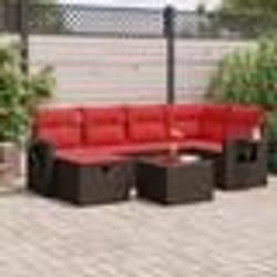 vidaXL Salon de jardin avec coussins 7 pcs marron résine tressée