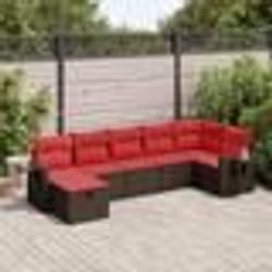 vidaXL Salon de jardin avec coussins 7 pcs marron résine tressée